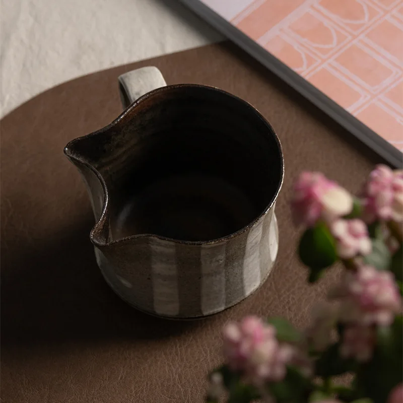 

Handmade Stoneware Coffee Mug Cat Face Design Retro Style for Latte Art