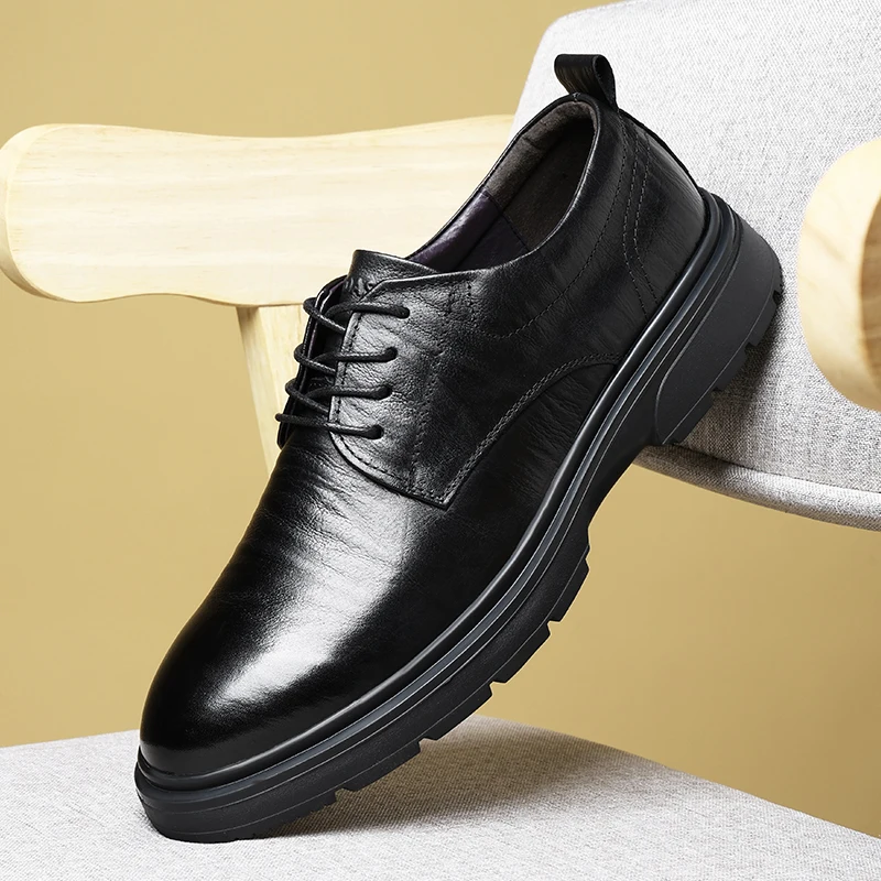 

New men's retro versatile low top trendy business casual leather shoes 250503