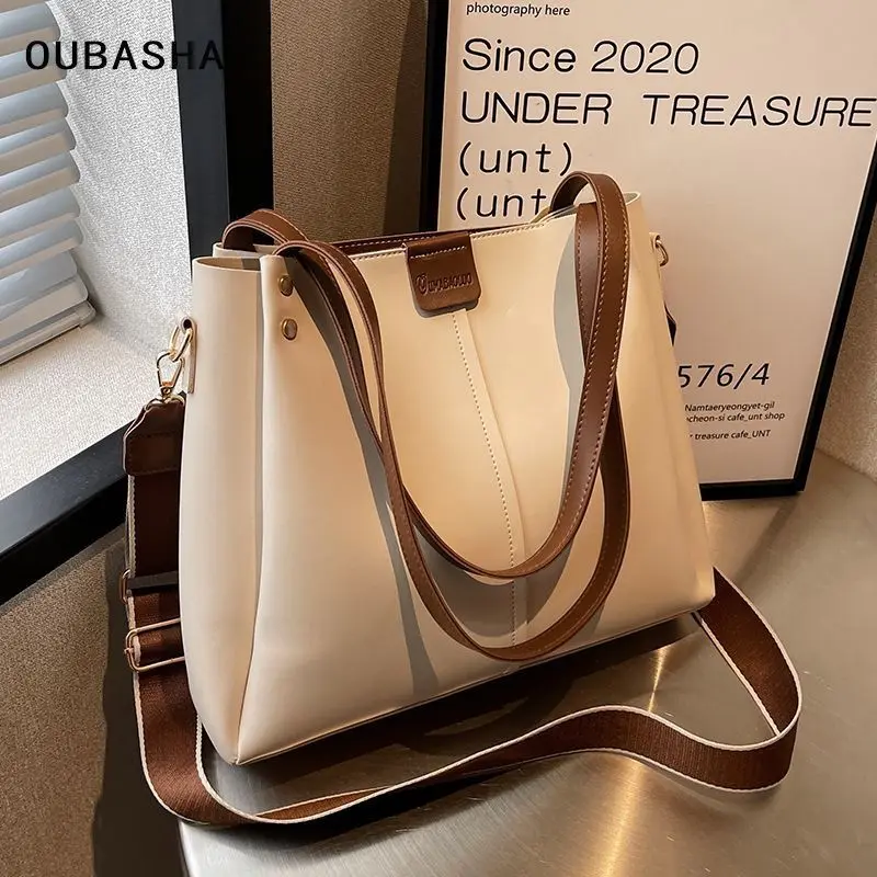 Ladies Large Capacity Tote Bag Girls Hundreds of Commuter Handbag Ladies Solid Colour Shoulder Crossbody Bag Car Stitching Craft