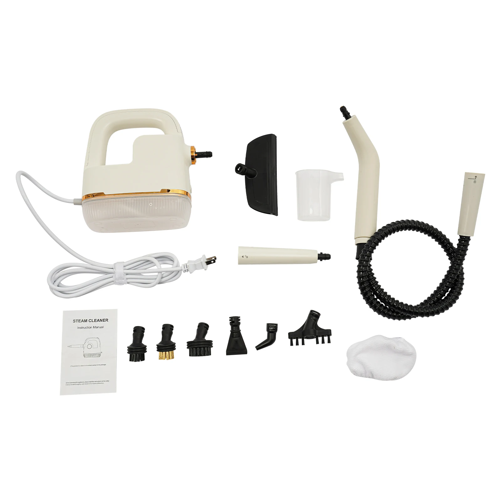 Limpador a vapor de alta temperatura, limpador a vapor portátil com display digital, limpador a vapor doméstico com vários acessórios, bege