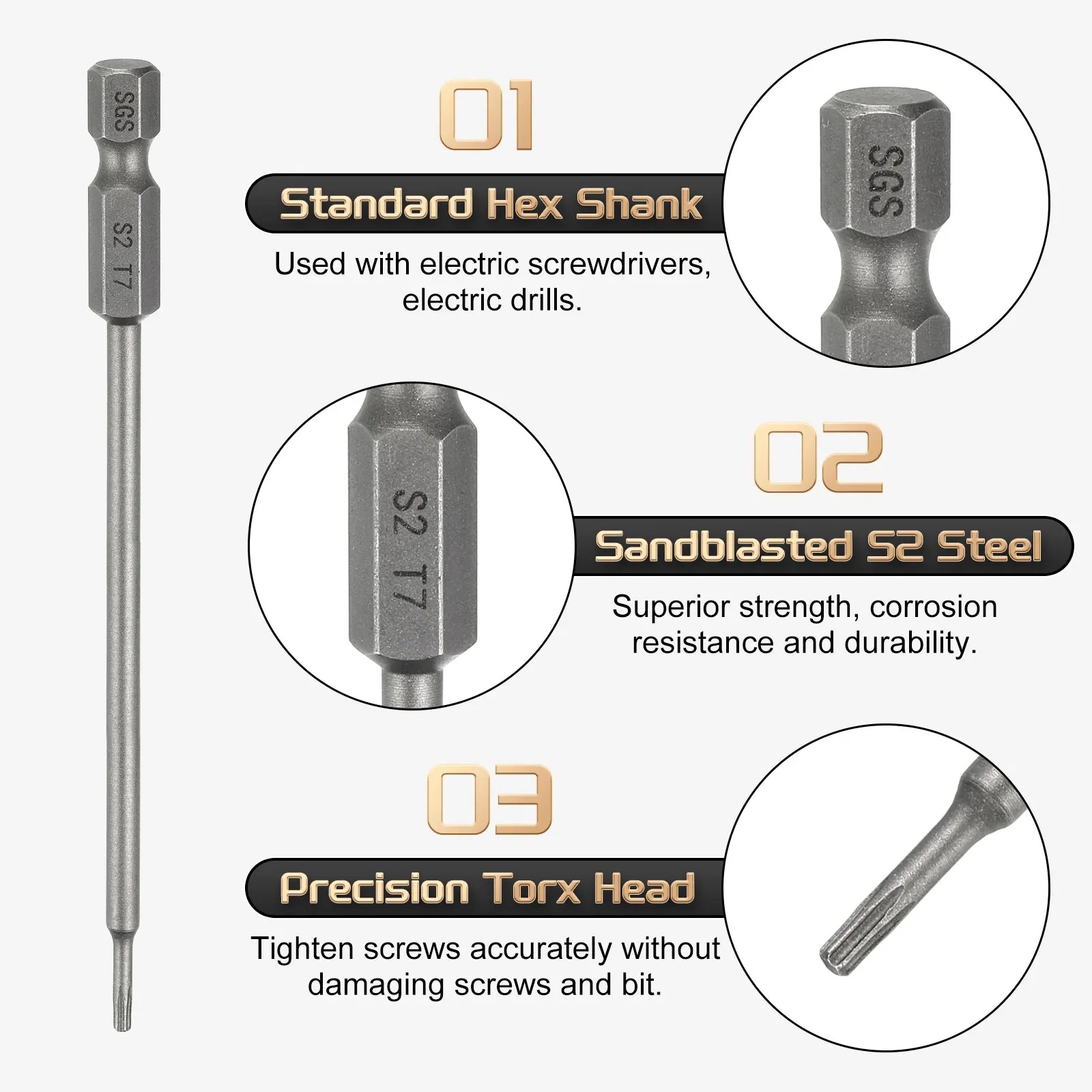 1/3/5pcs Torx Head Screwdriver Bit 1/4