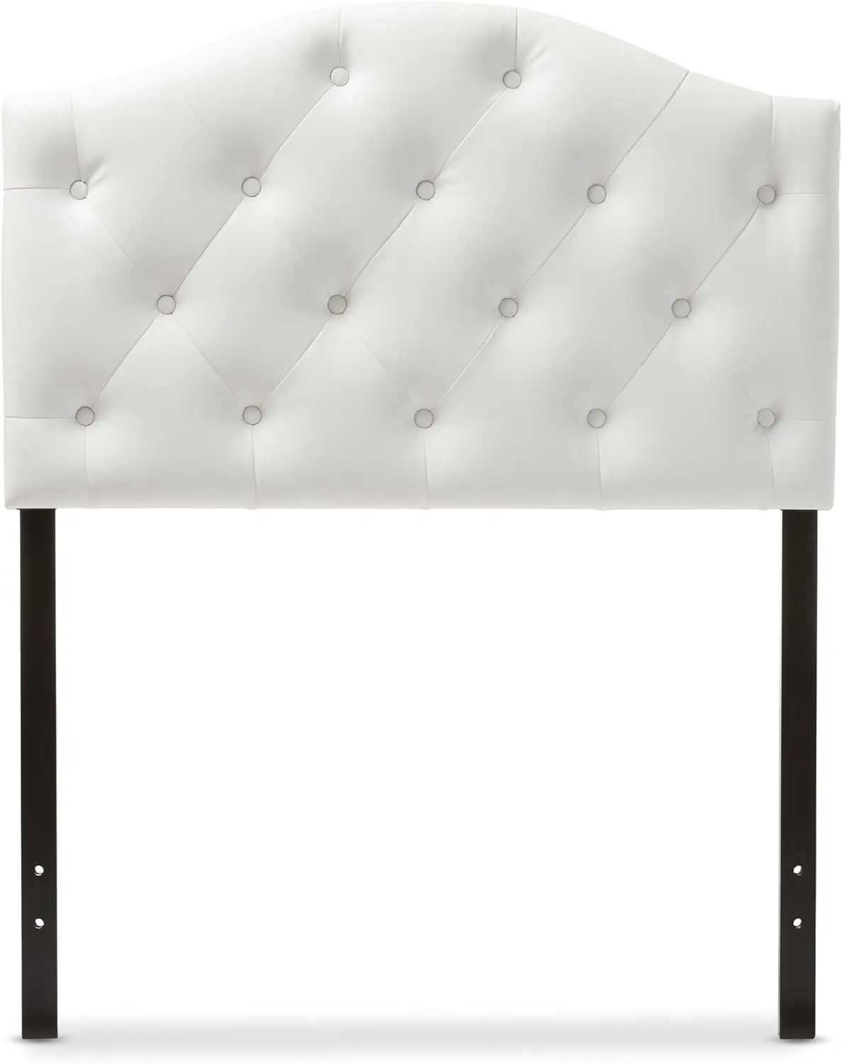 

Myra Modern and Contemporary White Faux Leather Upholstered Button-Tufted Scalloped Twin Size Headboard