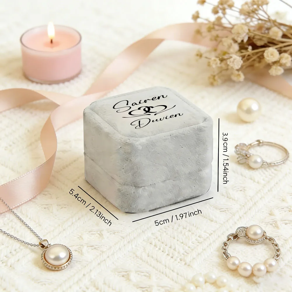 Personalisierte Vintage-Verlobungsringbox, Gedenkbox, Retro-Stil Samt, Elegante Verlobungsringbox, Schmuckbox für Heiratsanträge – Detail 1