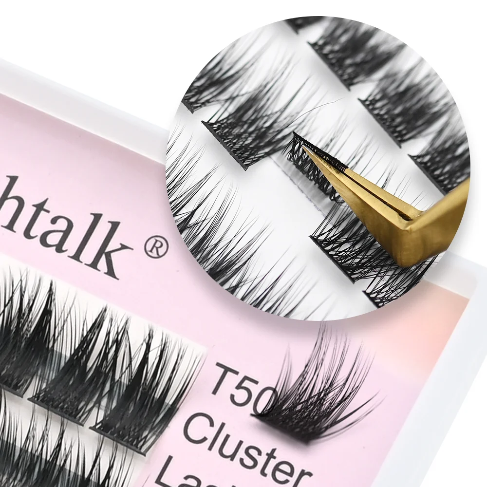 Lashtalk DIY T50 Cluster Eyelash Extension 10 Lines 9-14mm From Nagaraku Dovetail Segmented Lashes Volume Natural Lighter Bundle