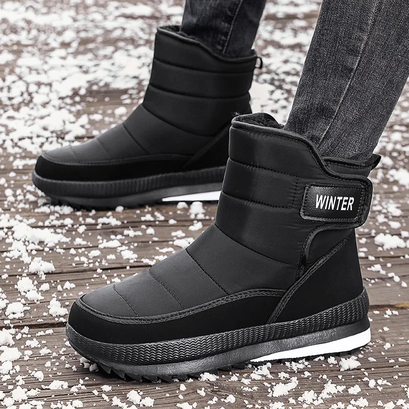 Winter Men\'s Boots Plush Warm Men Snow Boots Plus Size Waterproof Boots Outdoor Comfortable Men Ankle Boots Winter Men Sneakers