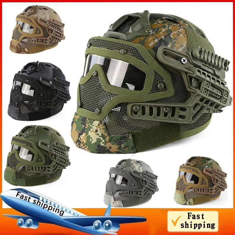 

Helmet Full Face Military Tactical Helmet FAST Airsoft Helmet Guard Self Defense Adjustable Head Lock with Suspension System