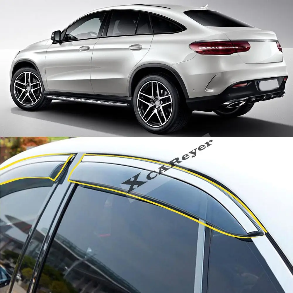 

For Mercedes Benz GLE W166 C292 Hatchback 2015 2016 2017 2018 Car Sticker Plastic Window Glass Wind Visor Rain/Sun Guard Vent