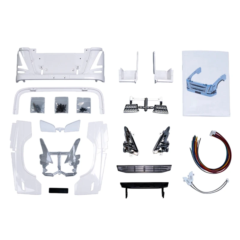 

RC 1/14 Front Face Kit Assembly Including Headlight Module Front Bumper Chin for Tamiya Hydraulic Dump Truck Tripper DIY Parts