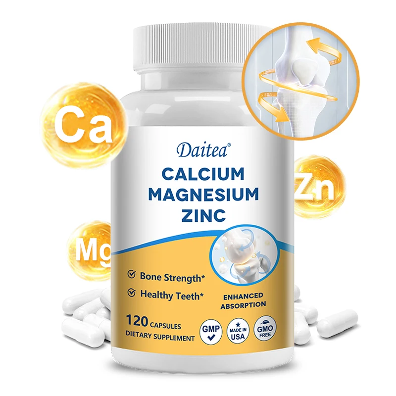 Calcium, Magnesium, Zinc Capsules, Glutamic Acid HCL, Strengthen Bones, Teeth, Heart, Nerves, Immune System Function Supplements