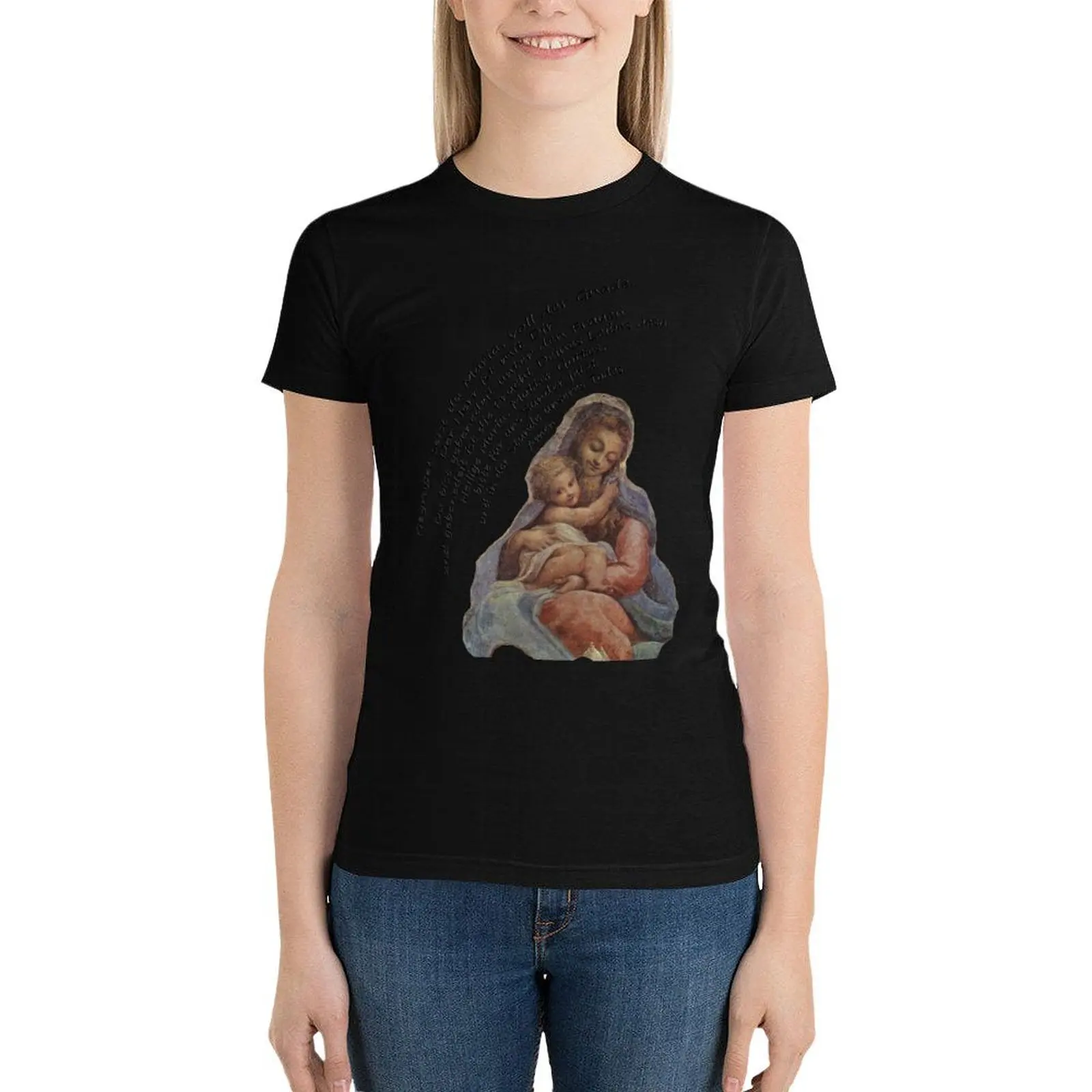 Gegrü?et seist du maria, voll der gnade t-shirt dame kleidung weibliche vintage kleidung top frauen