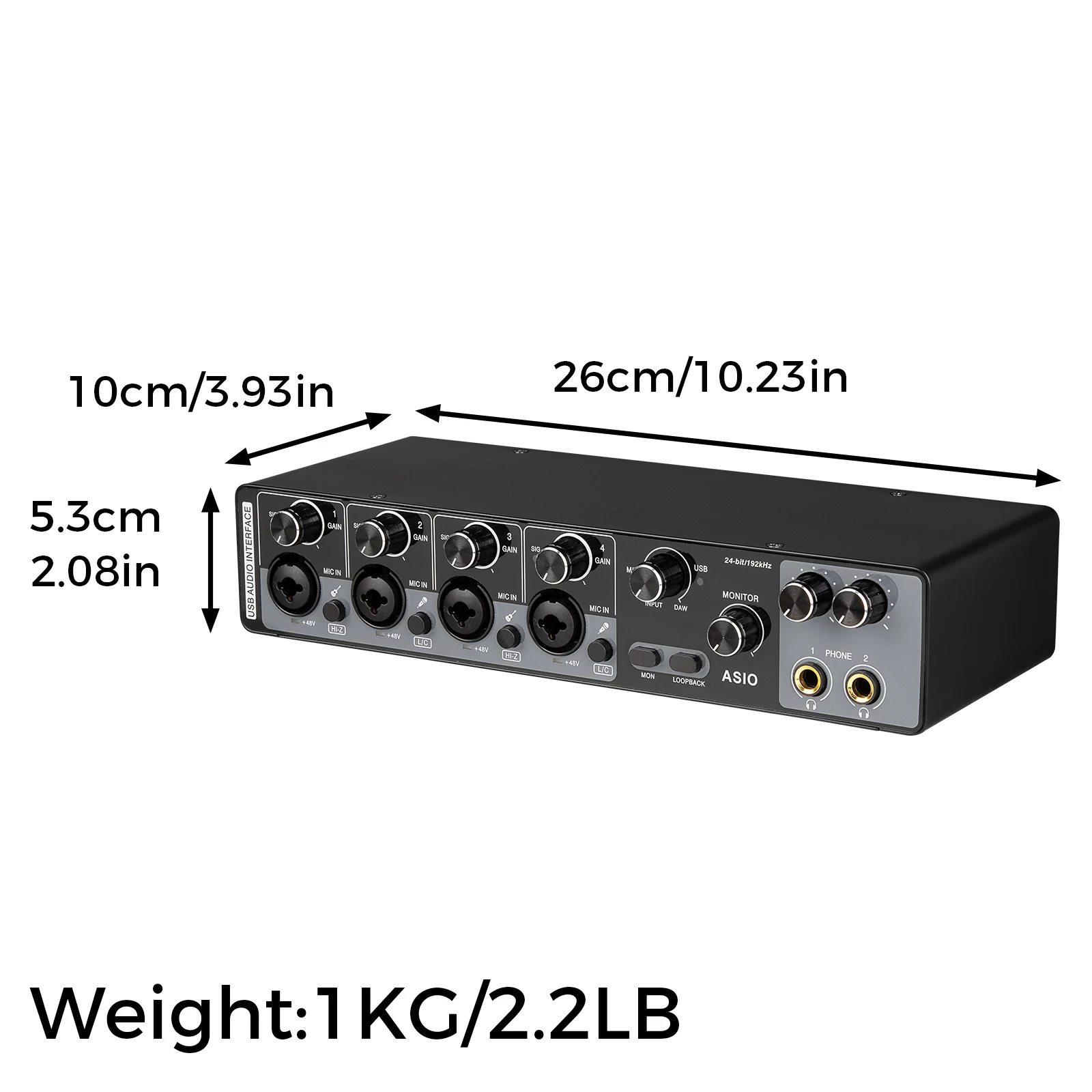 Factory Prices MQ44 Professional 24bit 192kHz Audio Interface Usb Sound Card for PC Music Studio Recording