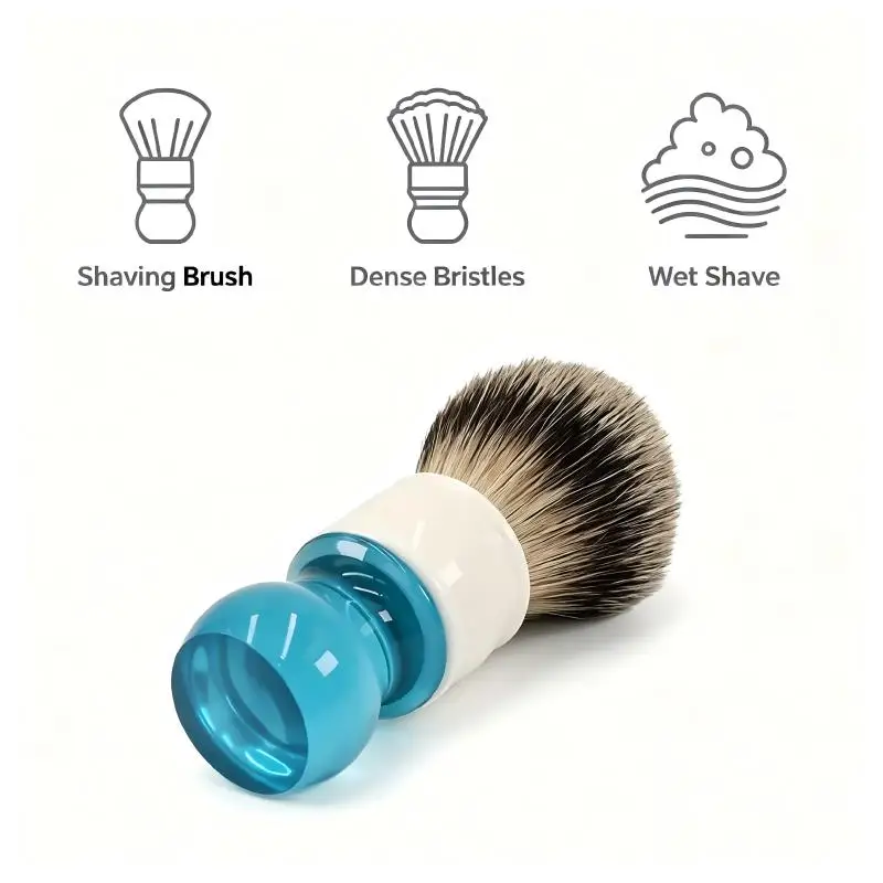 YAQI Shaving Brush for Men Wet Shave Lather Brush with Dense Bristles & Acrylic Handle Classic Barber Grooming Tool