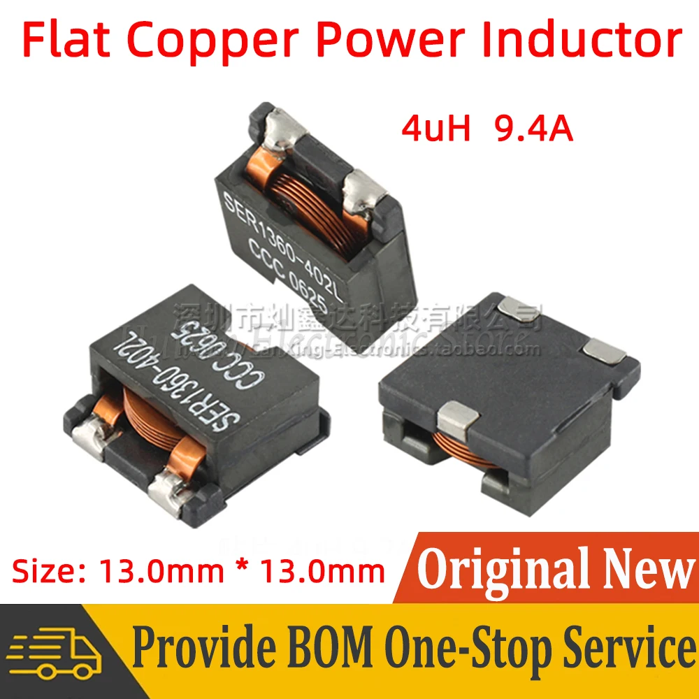 5pcs SER1360-402L SER1360 402L SMD SMT Moulding Shield Power Inductor Inductance 4uH 9.4A High Current Flat Copper Coils NEW