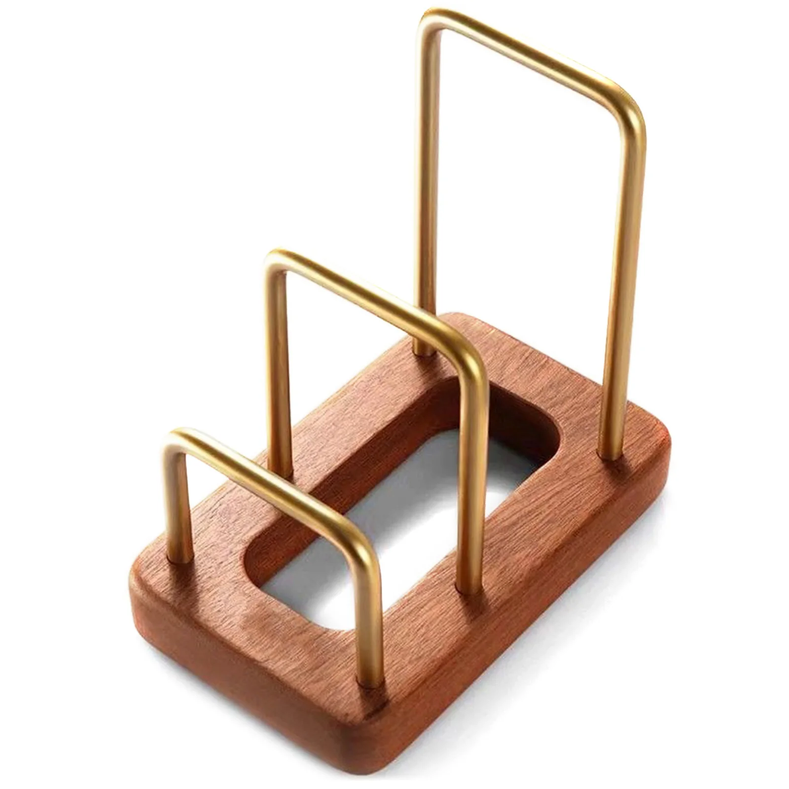 

Многоярусная подставка для тарелок и крышек из массива дерева, износостойкая, с дренажем, металлический держатель для кухонной утвари