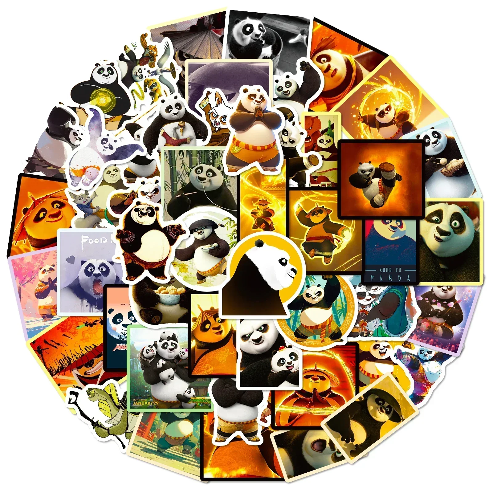 2024 nuevo 50 Uds animación de dibujos animados Kung Fu Panda pegatinas decorativas impermeables DIY para niños