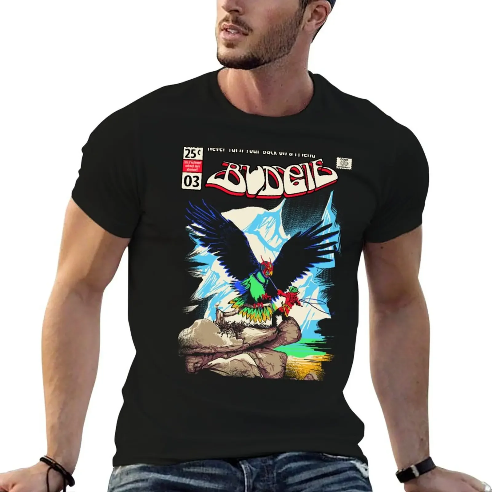 Budgie Band, Comic Cover style, Never Turn Back on a Friend T-Shirt shirts graphic tees luxury clothes men