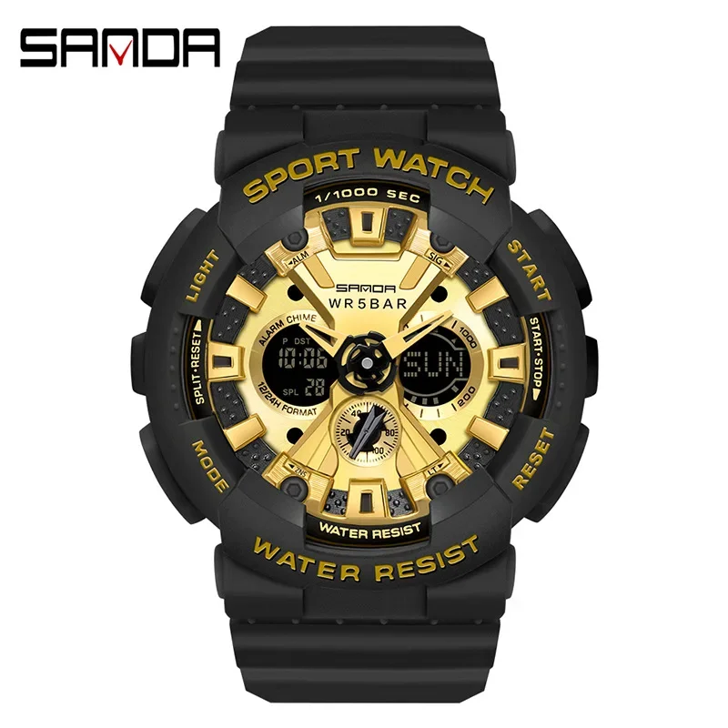 SANDA 6068 ZSK FEMALE ELECTRONIC WATCH Middle School Student Sports Personality Trend Double Watch Temperament Watch