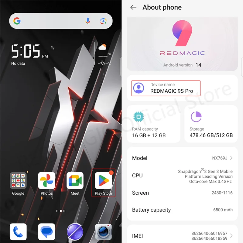 RedMagic 9s Pro 5G wersja globalna telefon do gier 6.8 "Snapdragon 8 Gen 3 wersja wiodąca 6500 mAh 80 W ładowanie 50 MP NFC