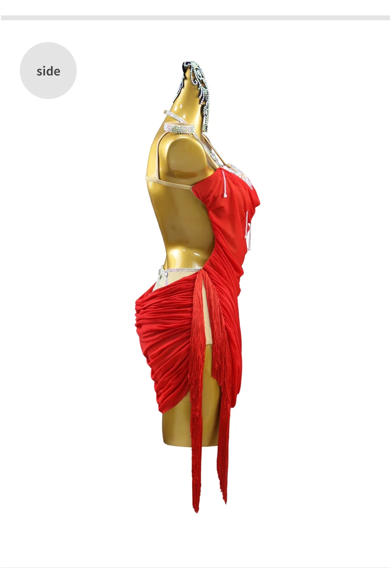 2026 Lateinamerikanisches Tanzkleid, Trainingskleidung, Damen, amerikanischer Rock, Bühnenkostüm für Tanzveranstaltungen und Wettbewerbe, Fransenanzug, sexy Mädchen, Bühnenkabarett – Detail 9