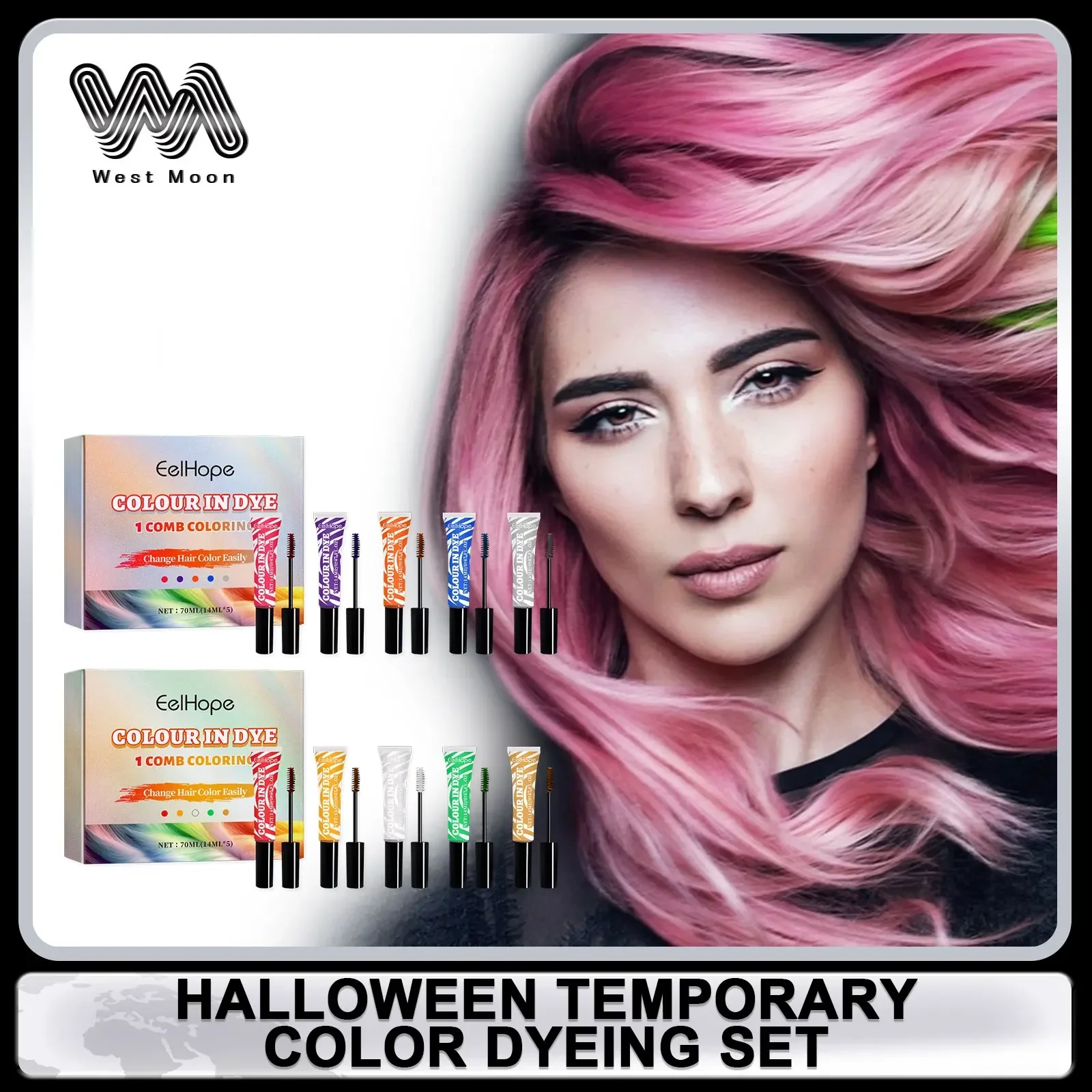 

Temporary Hair Color Set Highlight Dazzle Halloween Party Makeup DIY Salon Hair Dye Washable Natural Instantly Hair Color Style