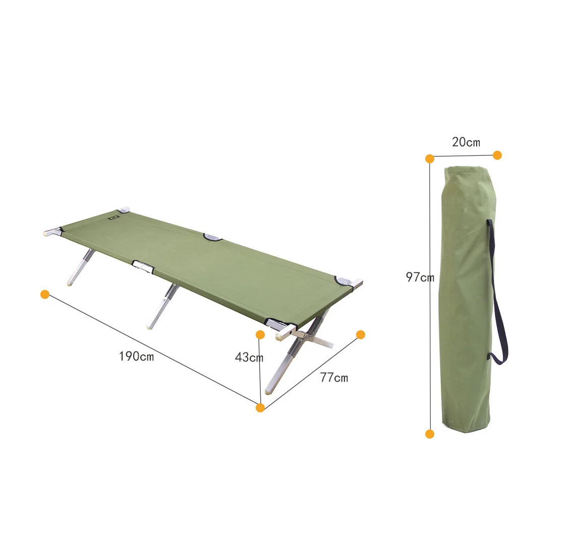 Adjustable Outdoor Sleeping  Foldable Aluminum Frame Beach Bed Cot Portable Single Folding Camp Beds