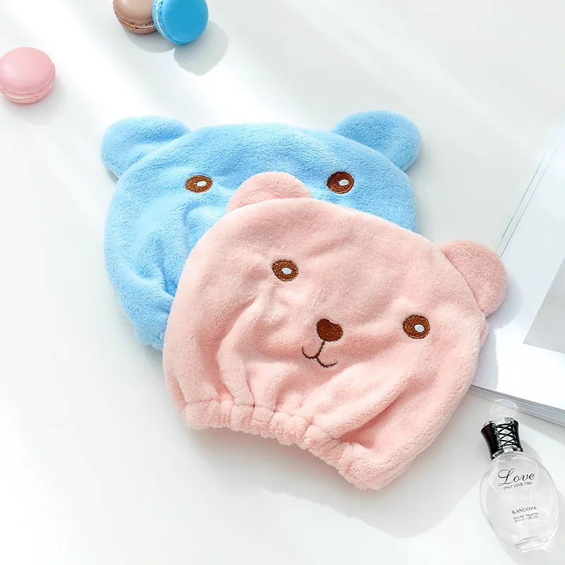 Cute Bear Bathroom Cap Shower Hair Turban Quickly Dry Hair Hat Wrapped Towel Bathing