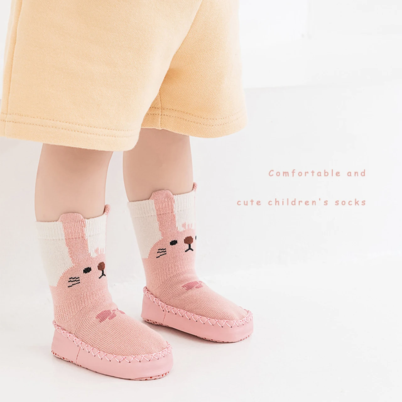 Spring Autumn Baby Floor Socks Anti-slip Walking Shoes Waterproof Leather Soft-soled Shoes Cute Cartoon Infant Slip-on Boots