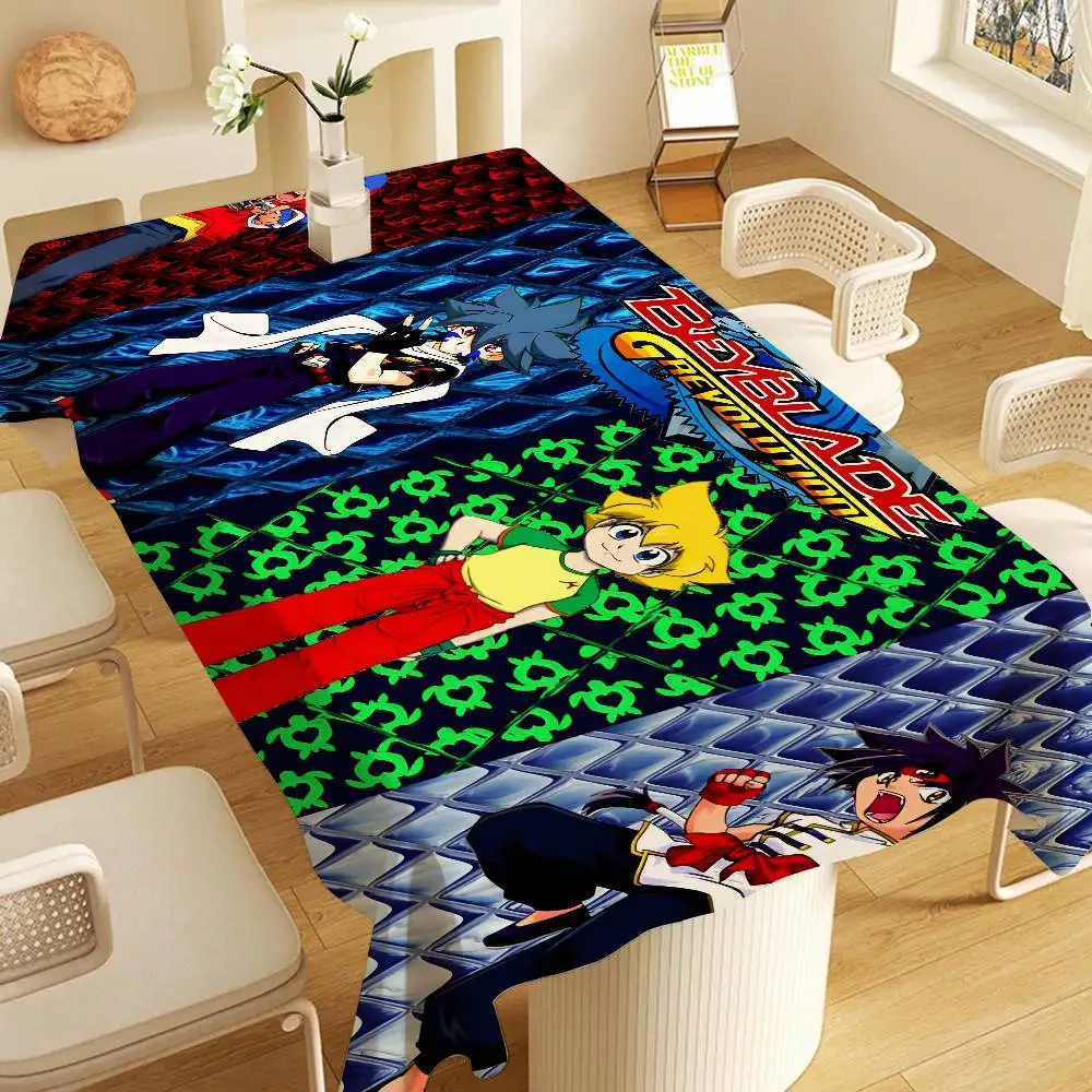 Mantel Impermeable y Resistente al Aceite con Diseño de Anime B-Beyblade, Mantel Decorativo Antipolvo para Mesa de Noche, Mantel para Mesa de Centro