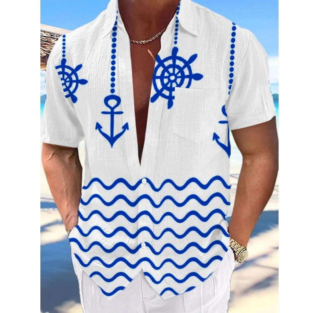 Men\'s Shirt Summer Casual Fashion Short Sleeved Shirt For Men Loose Breathable Hawaiian Shirt Man Casual Men\'s Clothing Top