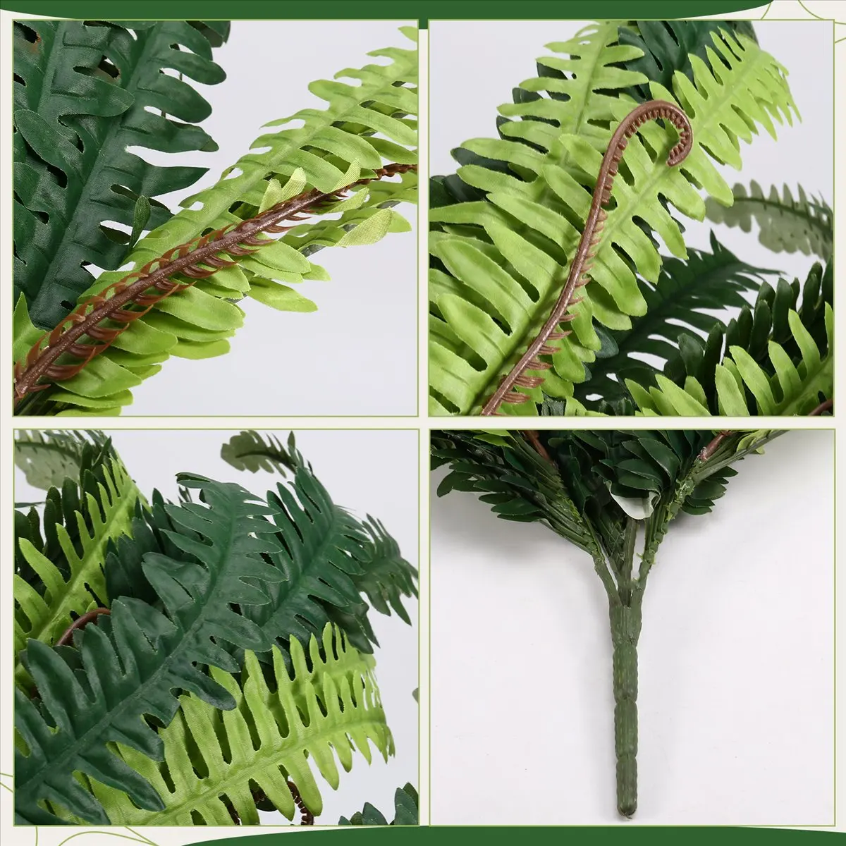 828 Artificial Ferns for Outdoors & Indoors,Large Faux Ferns Fake Boston Fern Plant for Planter Garden Porch Entrance B