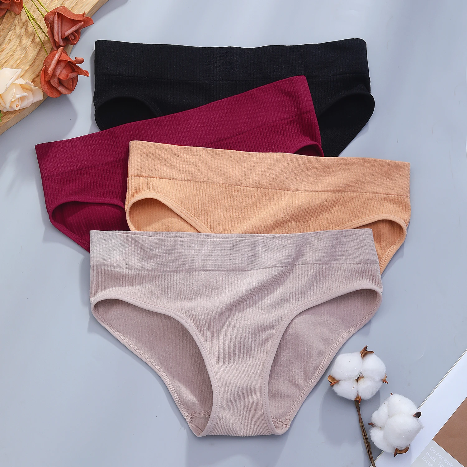 Cotton Panties Stripe Design Pattern Women Panties Underwear Sexy Female Lingerie Briefs Solid Color Intimate Pantys for Woman