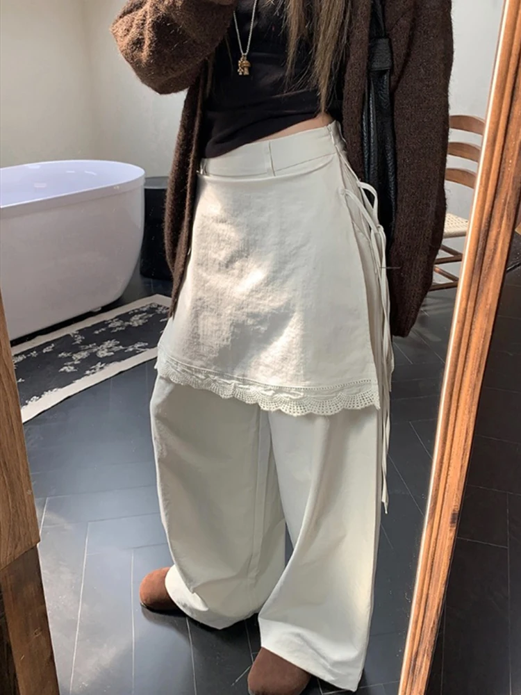 

Women's White Pants Harajuku Streetwear Oversize Parachute Pants Y2k Retro 2000s Aesthetic Vintage Trousers Fashion Clothes