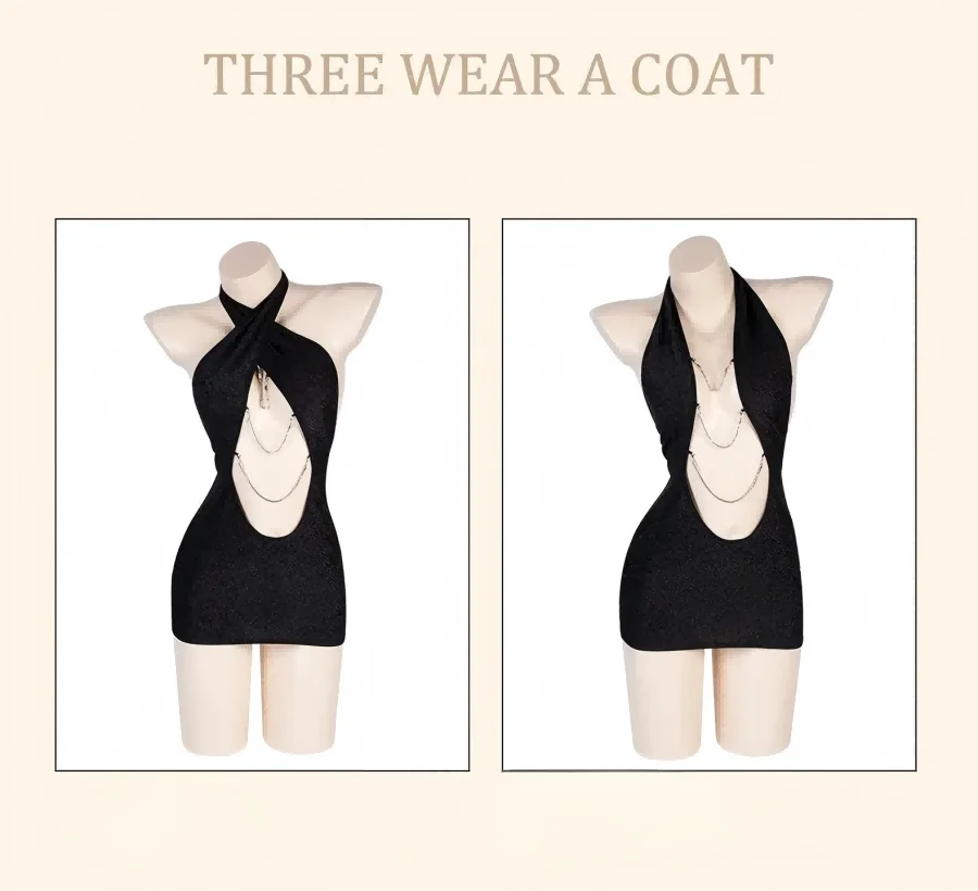 Sexy Lingerie Black Hollow Hanging Neck Nightclub Cosplay Secretary Uniform Temptation Erotic Clothing Bodysuit Underwear Ladies