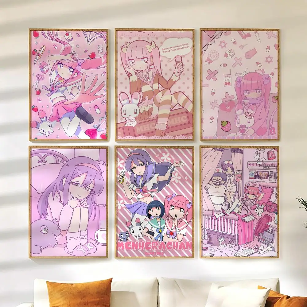 M-Menhera Chan Poster Wall Stickers HD Painting Self Adhesive Art Decals for Bedroom Living Room Home Decor