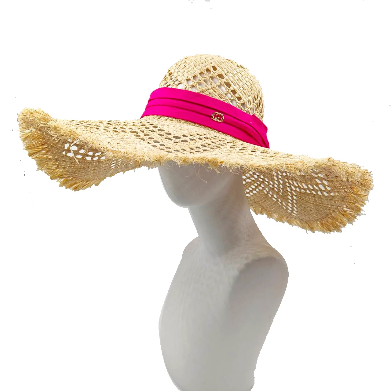 ํ๋ฐ Raffia straw hat hollow summer straw hat elastic webbing accessories sun hat anti-UV women\'s hat beach hat