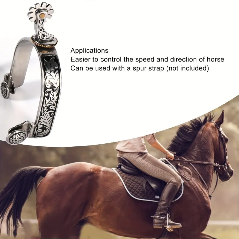 2 peças de esporas de cavalo com engrenagem estilo antigo equipamento antiferrugem esporas de cowboy ocidental botas esporas para treinamento de competição de adultos