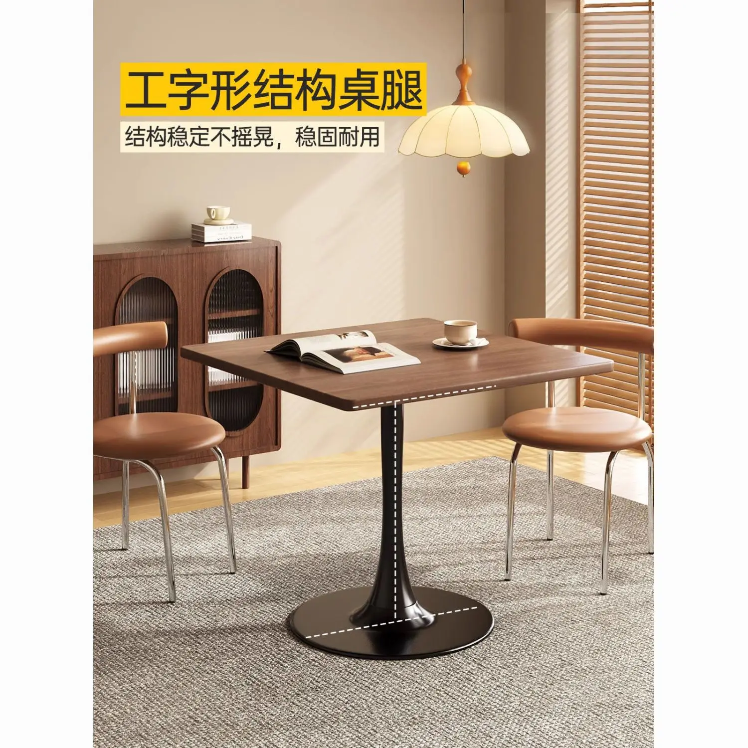 Pure solid wood square table square negotiation table small apartment balcony coffee