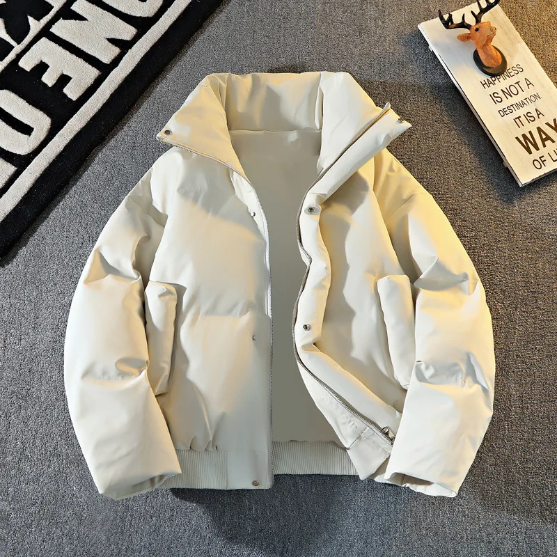 الشتاء رجل سترة أسفل سترة رشاقته الباردة واقية الوقوف طوق سحاب أكمام طويلة الذكور معطف فضفاض خفيفة الوزن اليومية الرجال ملابس خارجية