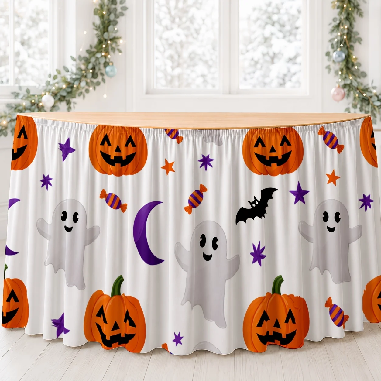 Halloween-themed tablecloth and table runner, suitable for autumn celebrations, 1 piecexzj