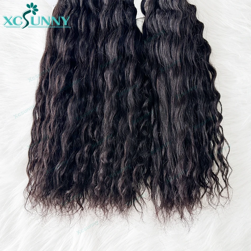 Bulk Human Hair For Braiding Wet And Wavy Braiding Human Hair Extensions Bundles Curly Bulk Hair For Boho Braids Double Drawn