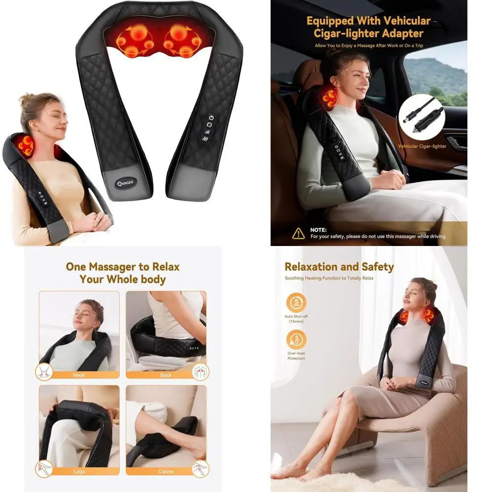 

Массажер шиацу глубоких тканей 4D с подогревом для шеи, спины, ног и облегчения боли в полный рост, эргономичный дизайн, идеальный подарок для мужчин