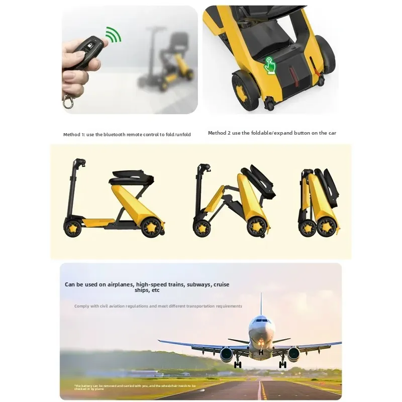 For Fuli Yang Remote Control Foldable Four Wheel Electric Scooter High End Light Travel Moped for Elderly