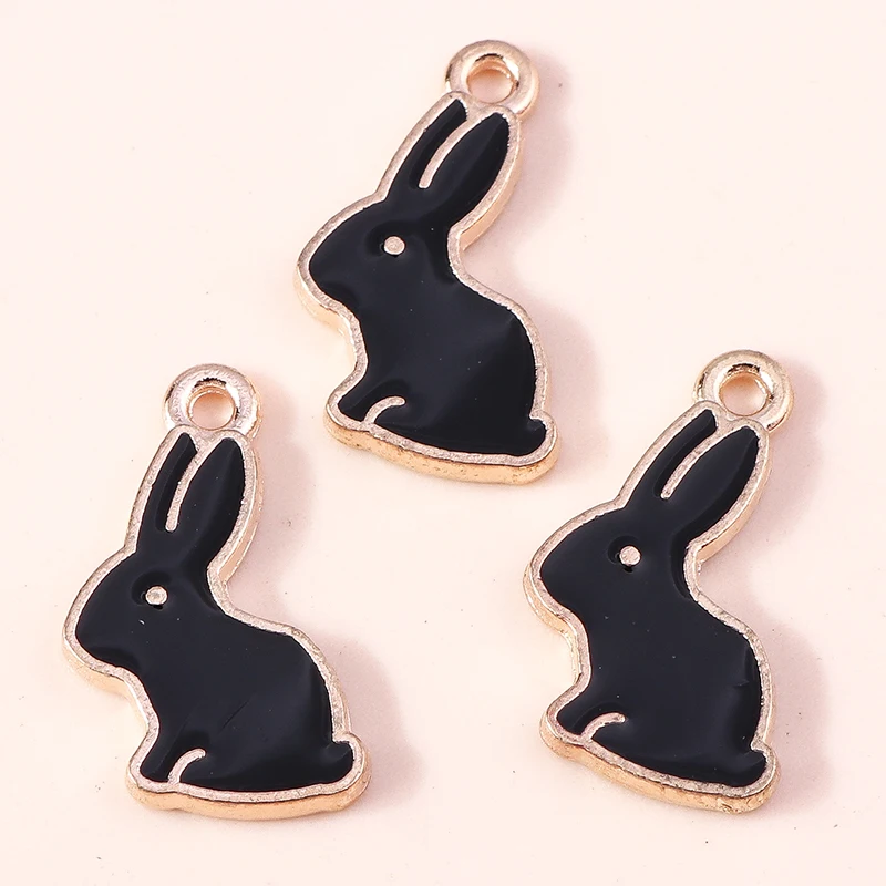 10 Stück 10x16mm Cartoon Emaille Tier Hasen Charms Anhänger für Schmuckherstellung Ohrringe Halsketten Armbänder DIY Bastelzubehör – Detail 6