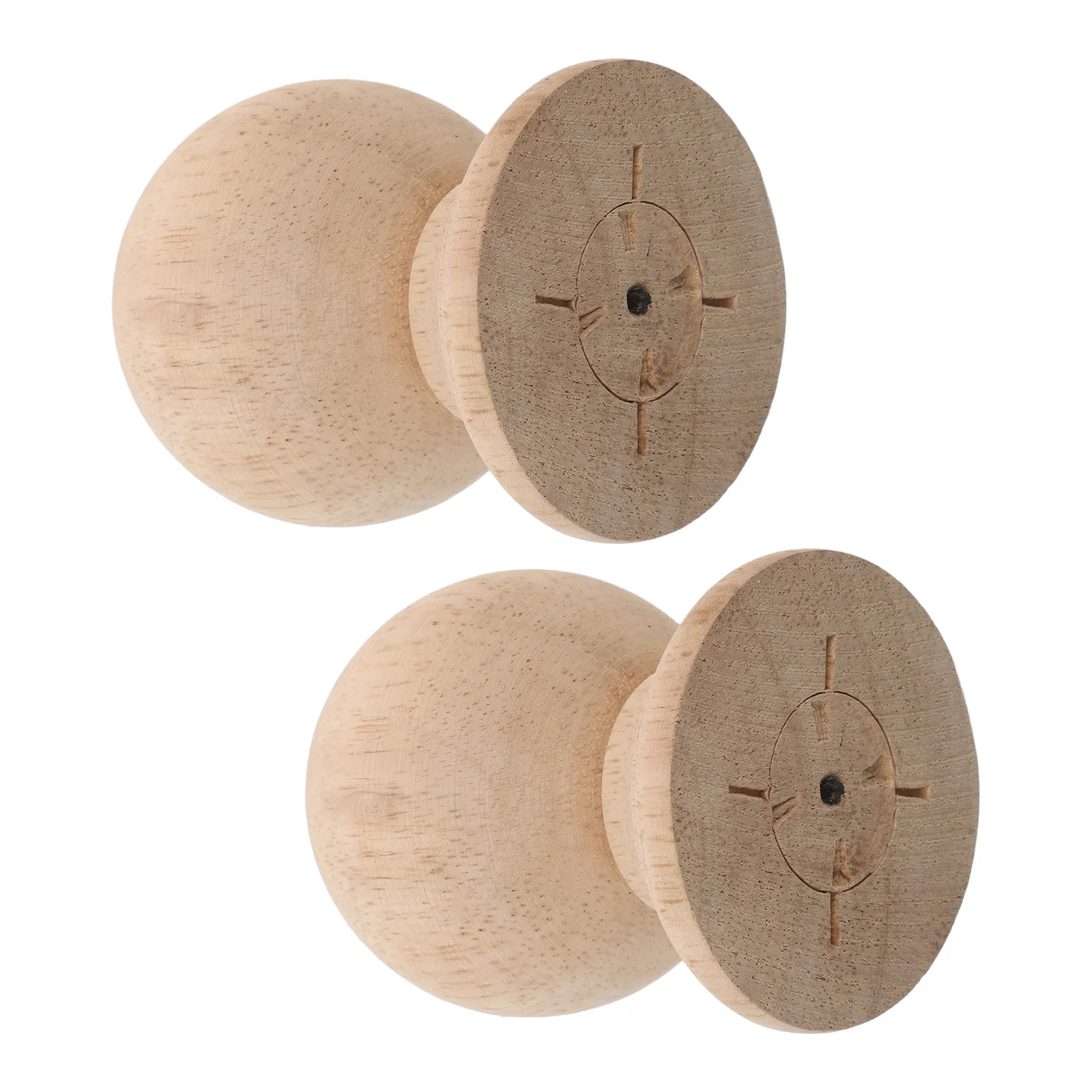 2Pcs Decorative Fence Finials Wood Post Cap Unfinished Round Hardwood Finials DIY Crafting Bed Post Topper Stair Railing