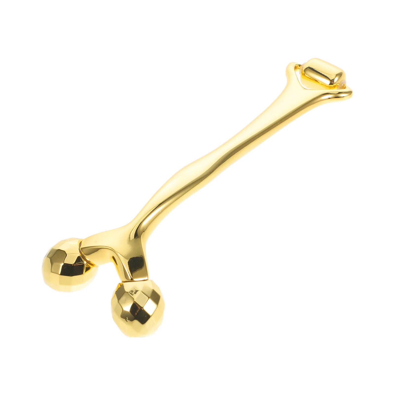 Massageador Facial de Dupla Face em Metal Dourado para Rosto e Pescoço, Ferramenta Manual de Massagem para Esculpir e Levantar a Pele, Cuidados com a 
