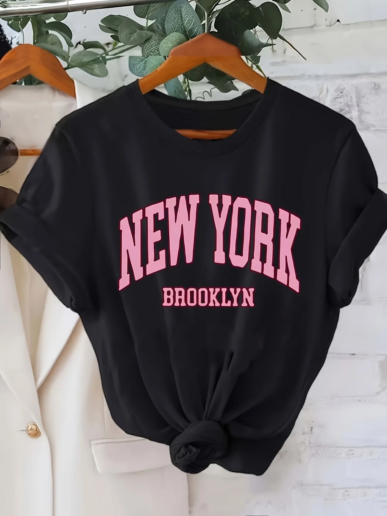 Fashion T-shirt New York Brooklyn Lettering Print Short Sleeve T Shirt Clothing Top Tee Summer Ladies Girls Shirt