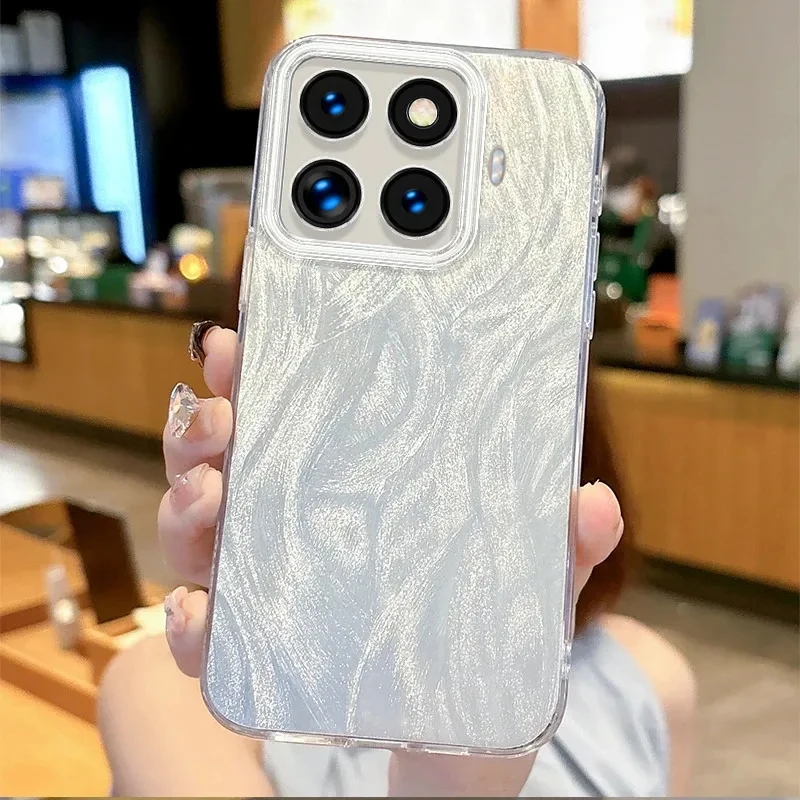 EUCAGR pour Xiaomi 17T Pro 5G, coque de téléphone Xiaomi17T Pro 5G, anti-chute, luxe, Laser, dégradé argenté, couverture rigide