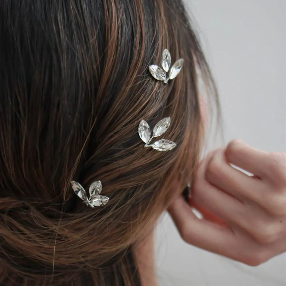 Gorgeous Cyrstal Leaves Hair Comb Hairpin Bridal Headwear Accessories Bling Wedding Gift Rhinestone Headdress Jewelry for Women