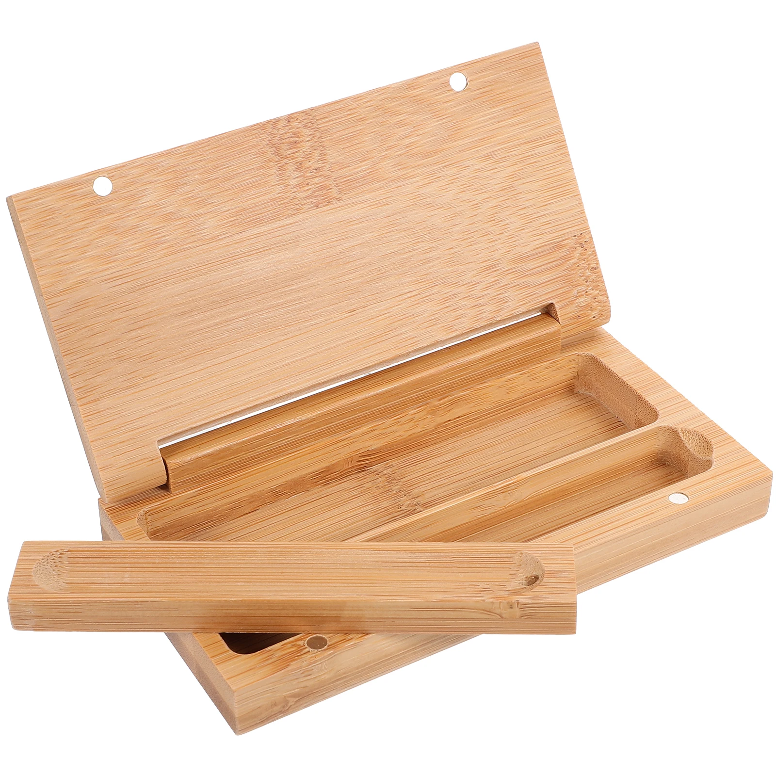 

2 Sets Incense Box Carbonized Bamboo Wooden Holder Short Square Round Corner Household Case Multi-function Container Portable