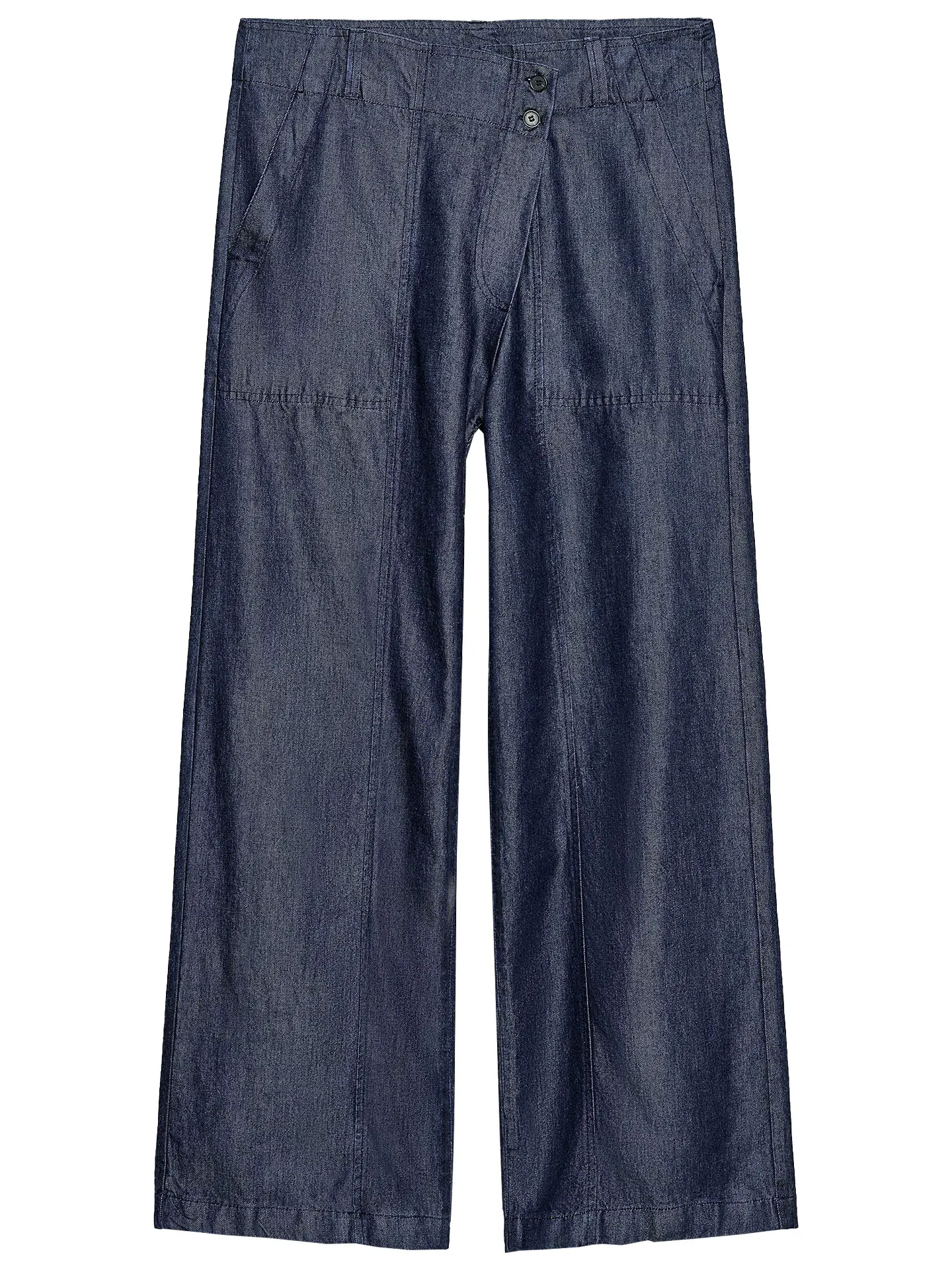 ZAPRHA 2025 가을 패션 다용도 중간 허리 크로스 스트랩 캐주얼 데님 롱 팬츠 여성용 루즈핏 탄력 허리밴드